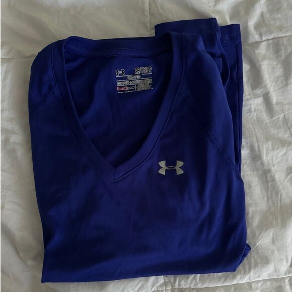 Under Armour Women's V-Neck Heatgear Long-sleeve T-Shirt Size XS PURPLE - Picture 11 of 11